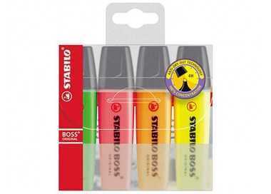 Rotulador stabilo boss fluorescente 70 estuche de 4 unidades colores surtidos