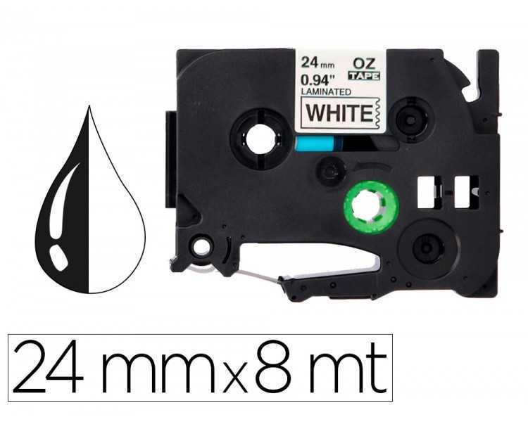 Cinta q-connect tze-251 blanco-negro 24mm longitud 8 mt
