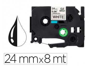 Cinta q-connect tze-251 blanco-negro 24mm longitud 8 mt