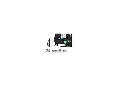 Cinta q-connect tze-251 blanco-negro 24mm longitud 8 mt