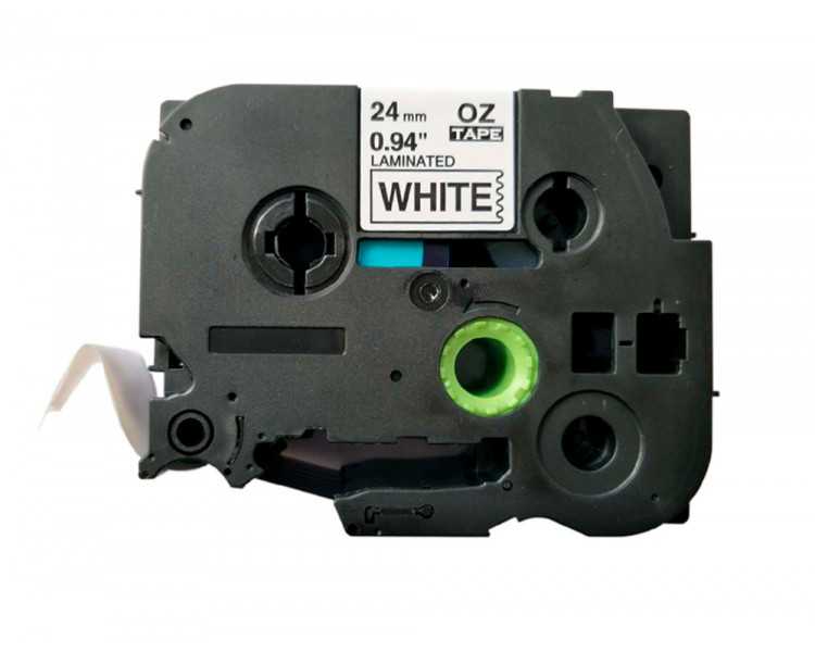 Cinta q-connect tze-251 blanco-negro 24mm longitud 8 mt