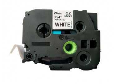 Cinta q-connect tze-251 blanco-negro 24mm longitud 8 mt