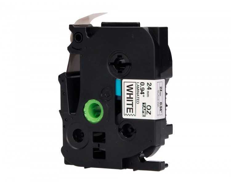Cinta q-connect tze-251 blanco-negro 24mm longitud 8 mt