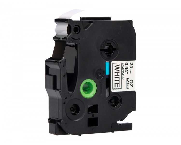 Cinta q-connect tze-251 blanco-negro 24mm longitud 8 mt