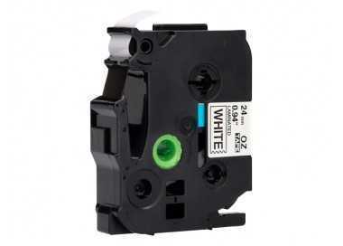 Cinta q-connect tze-251 blanco-negro 24mm longitud 8 mt