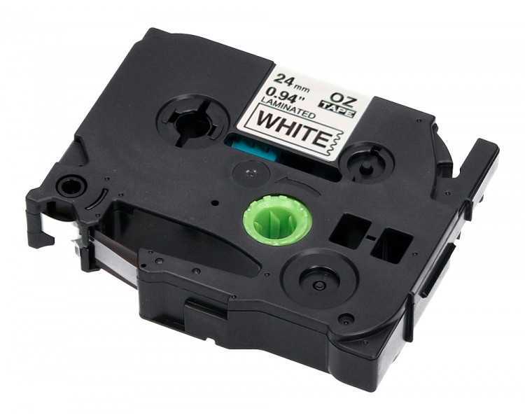 Cinta q-connect tze-251 blanco-negro 24mm longitud 8 mt