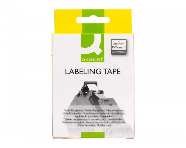 Cinta q-connect tze-251 blanco-negro 24mm longitud 8 mt