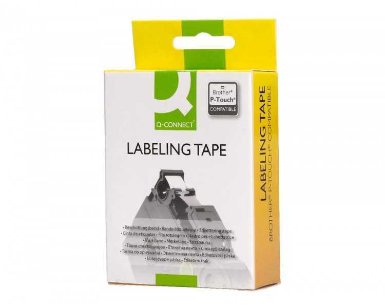 Cinta q-connect tze-251 blanco-negro 24mm longitud 8 mt