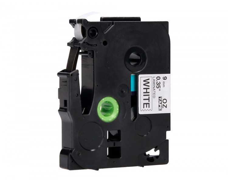 Cinta q-connect tze-221 blanco-negro 9mm longitud 8 mt