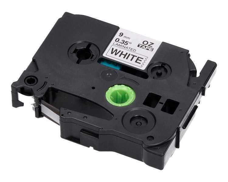 Cinta q-connect tze-221 blanco-negro 9mm longitud 8 mt