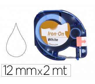 Cinta q-connect 12mm x 2mt negro-blanco para ropa para maquina letratag