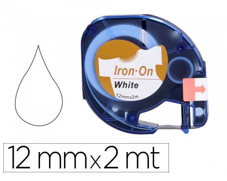 Cinta q-connect 12mm x 2mt negro-blanco para ropa para maquina letratag