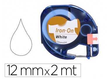 Cinta q-connect 12mm x 2mt negro-blanco para ropa para maquina letratag