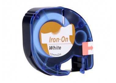 Cinta q-connect 12mm x 2mt negro-blanco para ropa para maquina letratag