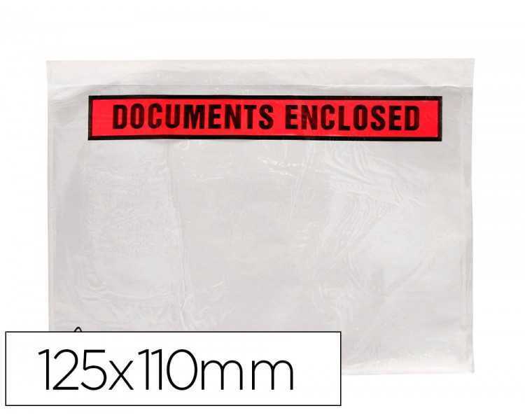 Sobre autoadhesivo q-connect portadocumentos 125x110 mm sin ventana paquete de 100 unidades