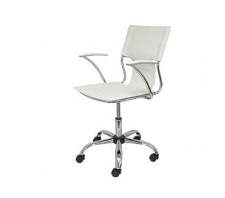 Silla giratoria pyc respaldo medio regulable en altura similpiel blanca 860+90x480x440 mm
