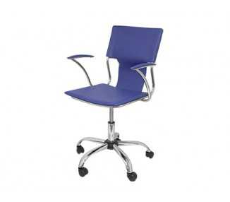 Silla giratoria pyc respaldo medio regulable en altura similpiel azul 860+90x480x440 mm