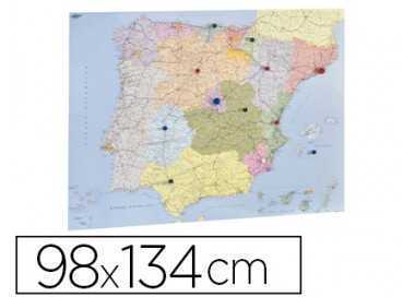 Mapa mural faibo españa y portugal autonomico plastificado enrollado 98x134 cm