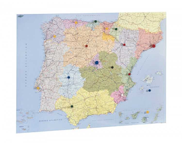 Mapa mural faibo españa y portugal autonomico plastificado enrollado 98x134 cm