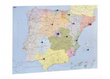 Mapa mural faibo españa y portugal autonomico plastificado enrollado 98x134 cm