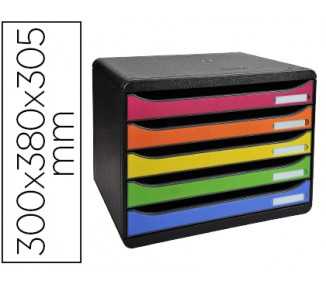 Fichero cajones sobremesa exacompta big-box plus iderama arlequin 5 cajones apaisado multicolores