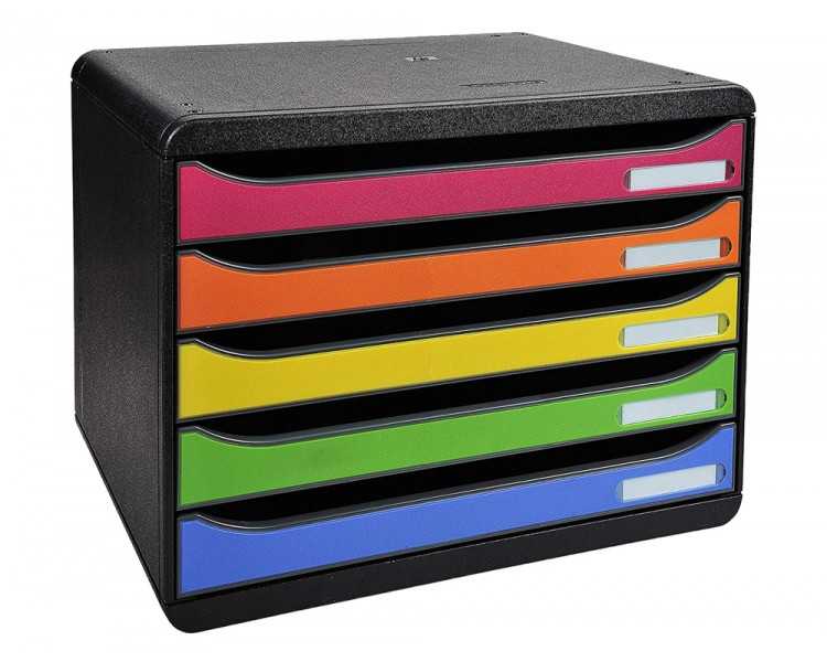 Fichero cajones sobremesa exacompta big-box plus iderama arlequin 5 cajones apaisado multicolores