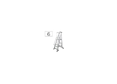 Escalera movil ktl de aluminio con plataforma y guardacuerpos plegable 6 peldaños serie 2xl-s