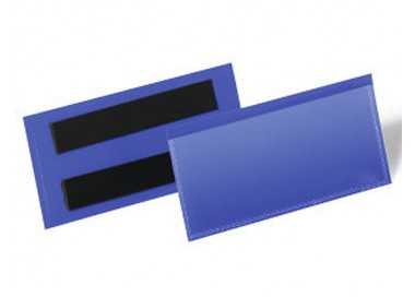 Funda durable magnetica 100x38 mm plastico azul ventana transparente pack de 50 unidades Funda durable magnetica 100x38 mm plastico azul ventana transparente pack de 50 unidades