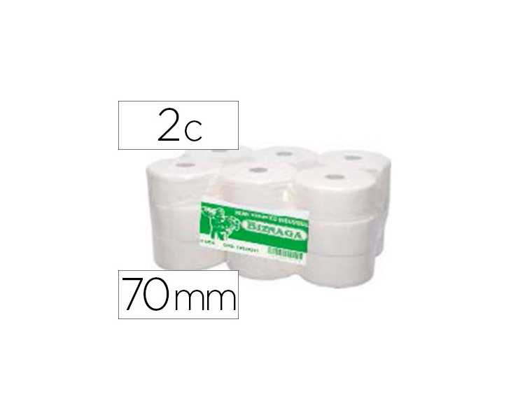 Papel higienico biznaga jumbo 2 capas celulosa blanca mandril 76 mm para dispensadorkf16756