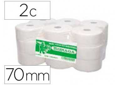 Papel higienico biznaga jumbo 2 capas celulosa blanca mandril 76 mm para dispensadorkf16756