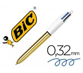 Boligrafo bic cuatro colores shine oro punta de 1 mm