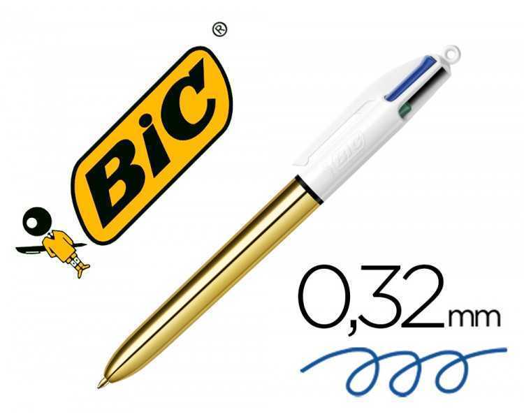 Boligrafo bic cuatro colores shine oro punta de 1 mm