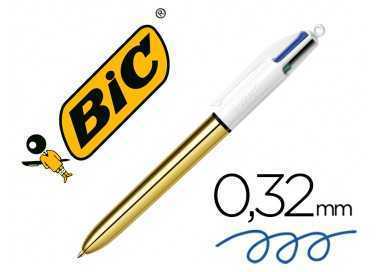 Boligrafo bic cuatro colores shine oro punta de 1 mm