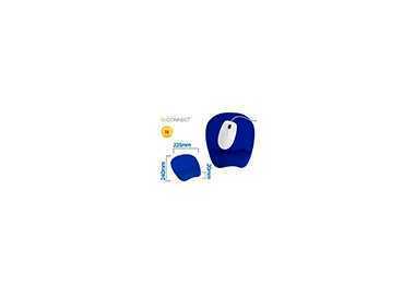 Alfombrilla para raton q-connect con reposamuñecas ergonomica de gel color azul 225x240x20 mm