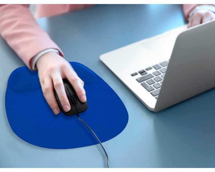 Alfombrilla para raton q-connect con reposamuñecas ergonomica de gel color azul 225x240x20 mm