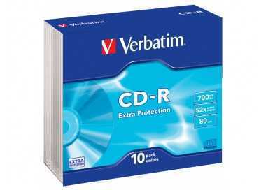 Cd-rom verbatim extra proteccion capacidad 700mb velocidad 52x 80 min pack de 10 unidades caja slim Cd-rom verbatim extra proteccion capacidad 700mb velocidad 52x 80 min pack de 10 unidades caja slim