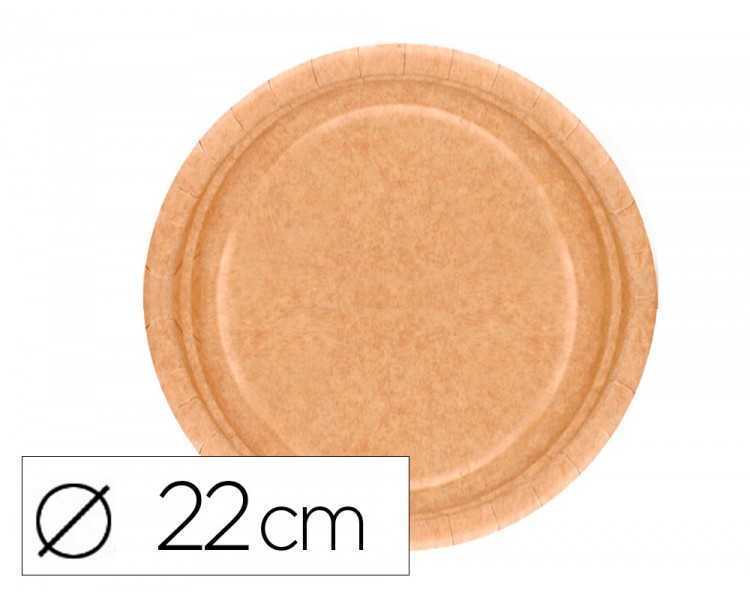 Plato carton biodegradable marron 22 cm paquete de 50 unidades