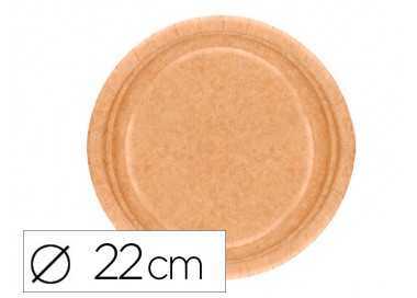 Plato carton biodegradable marron 22 cm paquete de 50 unidades