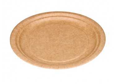 Plato carton biodegradable marron 22 cm paquete de 50 unidades