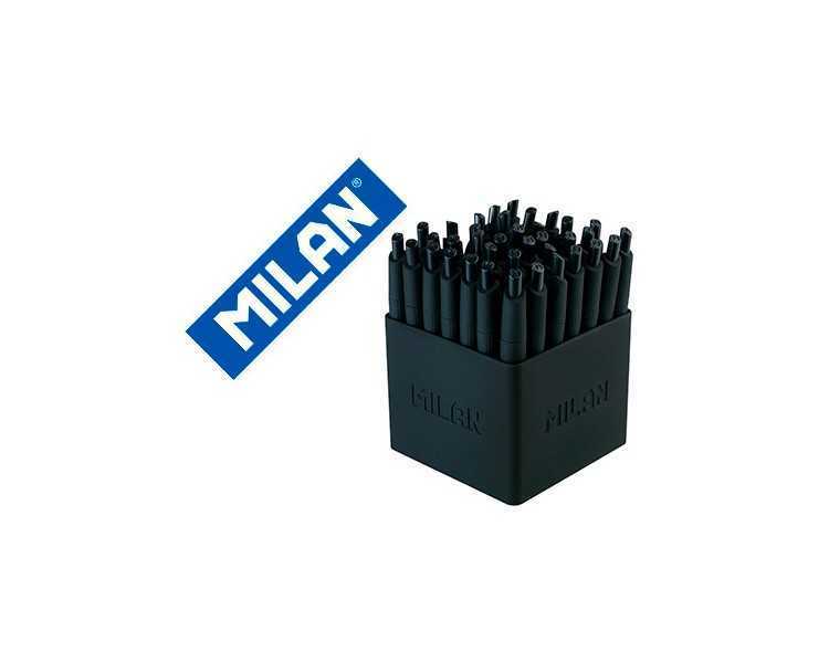 Boligrafo milan p1 retractil 1 mm touch mini negro expositor de 40 unidades