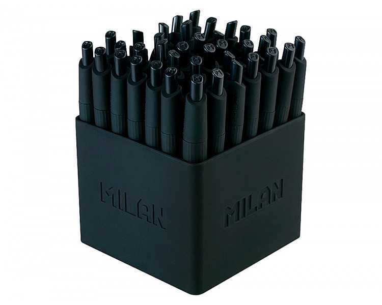 Boligrafo milan p1 retractil 1 mm touch mini negro expositor de 40 unidades