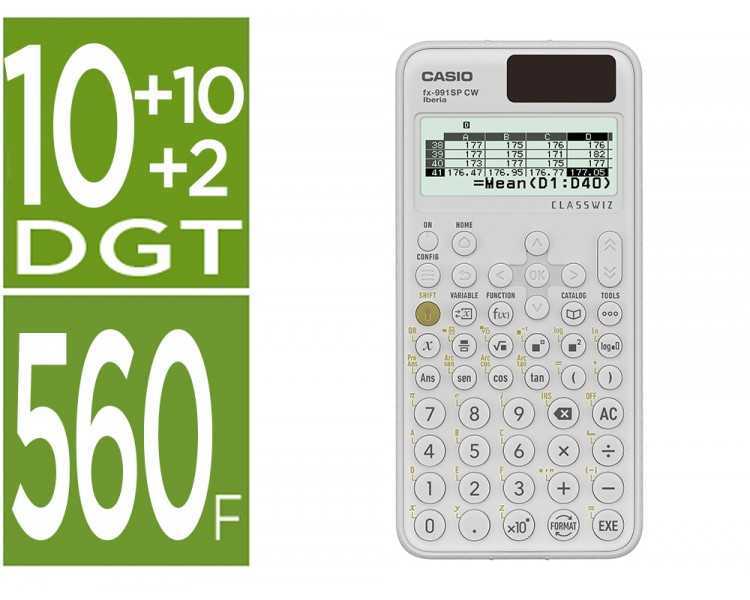 Calculadora casio fx-991sp cw iberia classwiz cientifica 560 funciones 9 memorias 10+2 digitos 5 idiomas con tapa