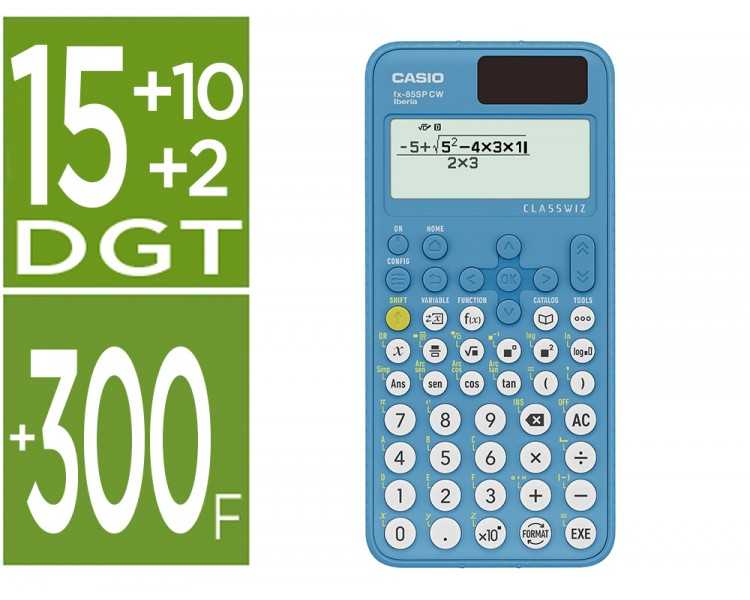 Calculadora casio fx-85sp cw iberia solar cientifica +300 funciones 9 memorias 15+10+2 digitos 16 mb flash con tapa