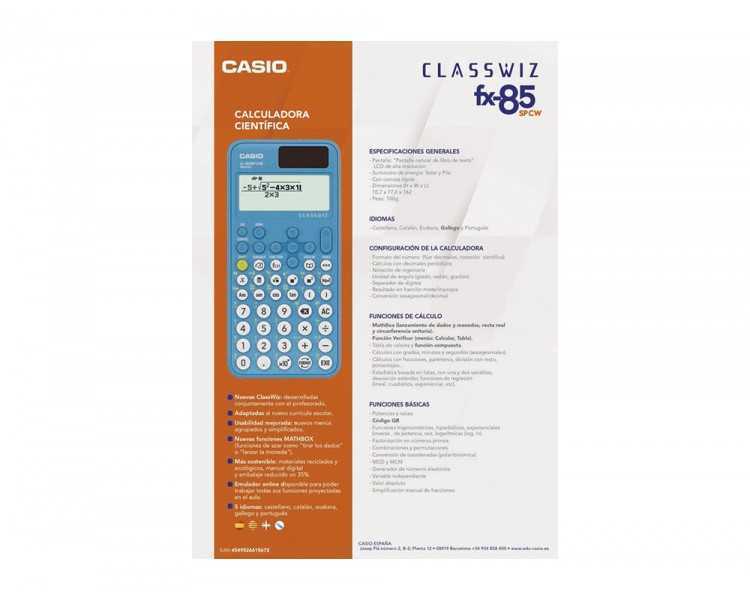 Calculadora casio fx-85sp cw iberia solar cientifica +300 funciones 9 memorias 15+10+2 digitos 16 mb flash con tapa