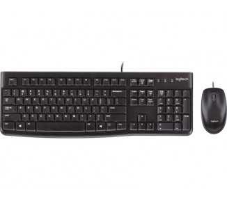 Set teclado + raton logitech mk120 usb con cable negro