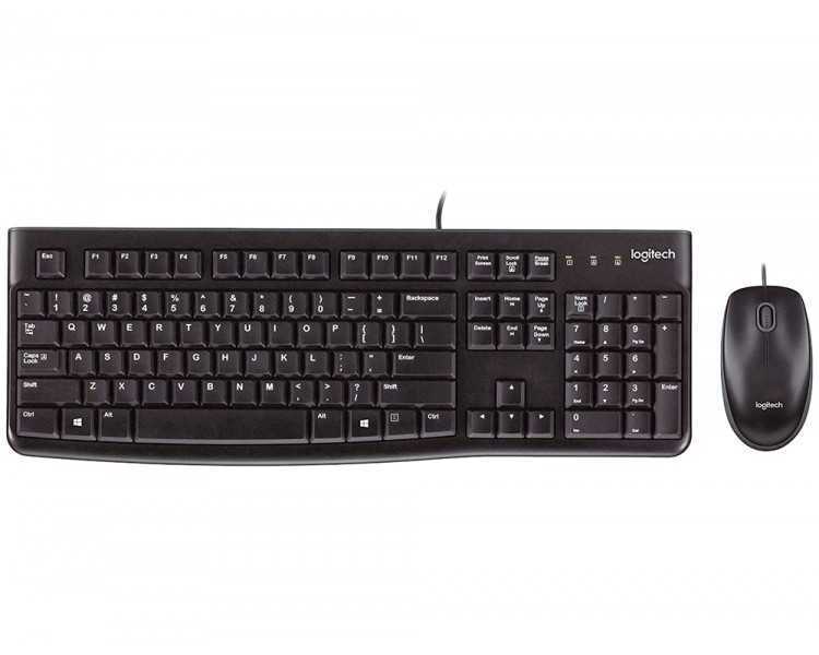 Set teclado + raton logitech mk120 usb con cable negro