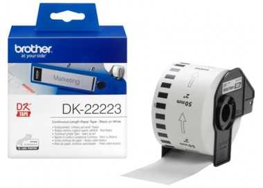 Etiqueta brother dk22223 cinta papel continuo adhesiva removible blanca 50 mm x 30,48 mt