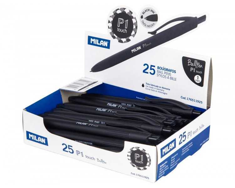 Boligrafo milan p1 retractil 1 mm touch negro