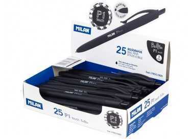 Boligrafo milan p1 retractil 1 mm touch negro Boligrafo milan p1 retractil 1 mm touch negro