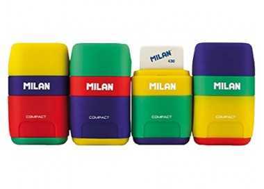 Sacapuntas milan plastico 2 usos con goma compact mix